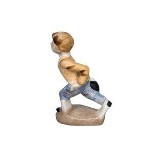 Vintage Japan 50s Blonde Teen Boy Hand Painted Ceramic Bowling Figure